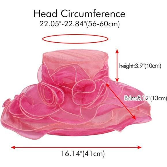Derby Hats for Women, Classy Organza Sun Hat, Rose Gold